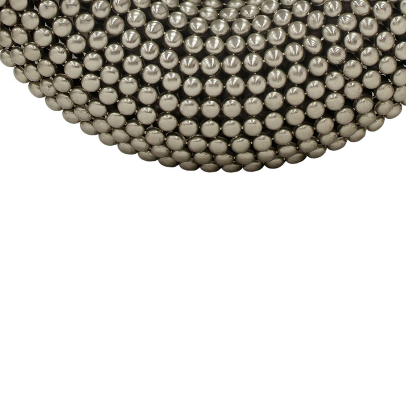 31 Inch Metal Wall Decor With Mirror And Studded Nail Accents Silver-zoom-