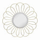 Metal Wall Decor With Round Mirror And Overlapped Flower Petals Gold
