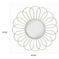 Metal Wall Decor With Round Mirror And Overlapped Flower Petals Gold