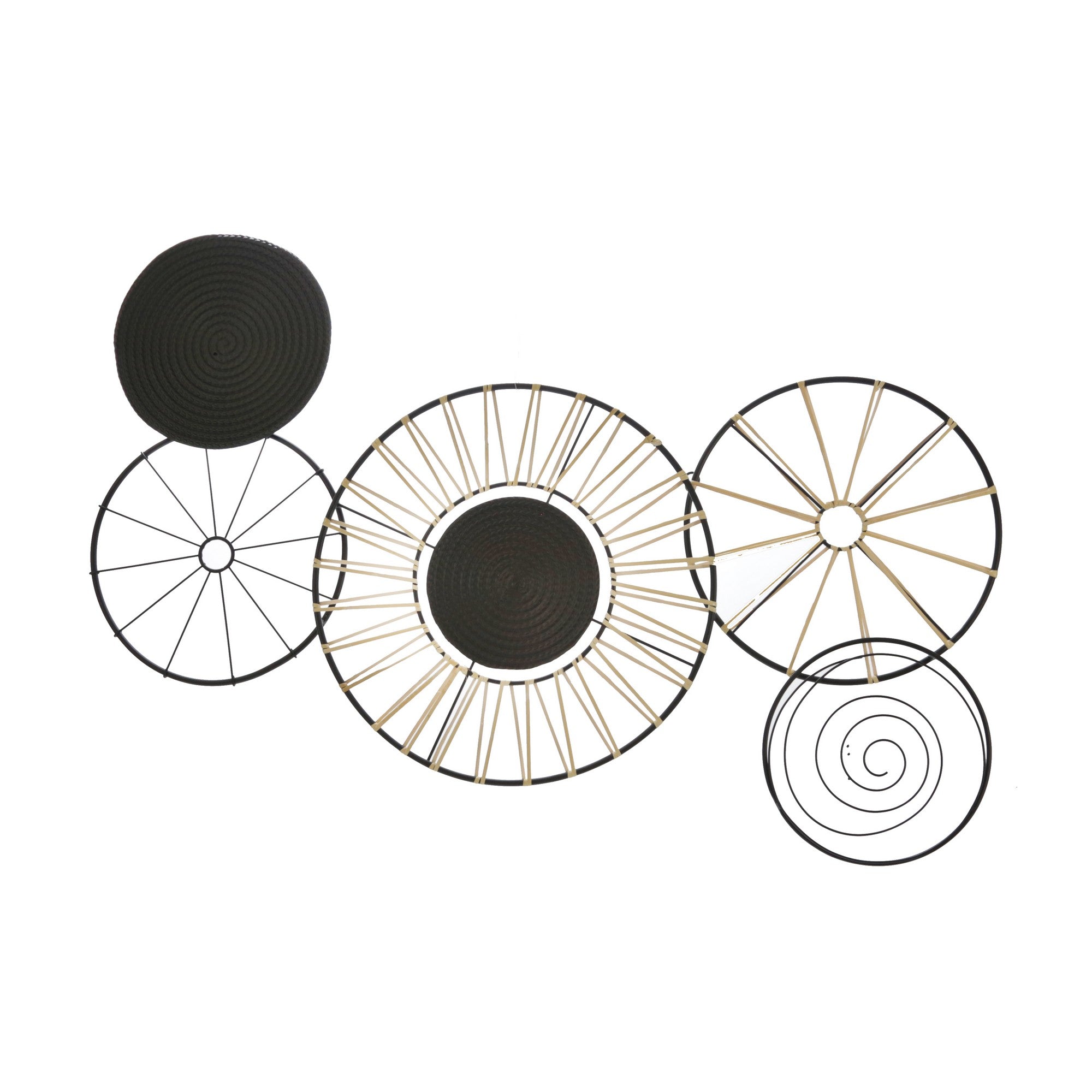Circular 5 Piece Metal Wall Decor With Wheel And Plate Design Black