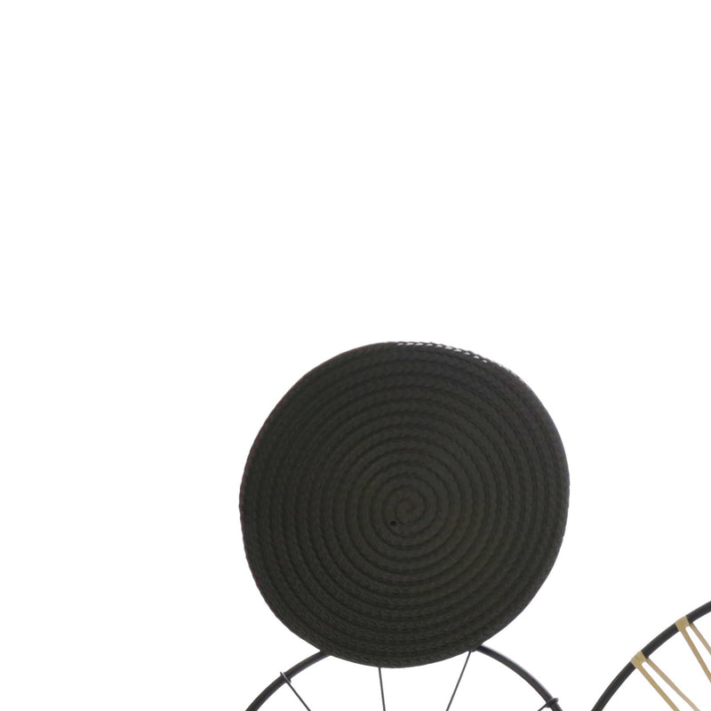 Circular 5 Piece Metal Wall Decor With Wheel And Plate Design Black-zoom-