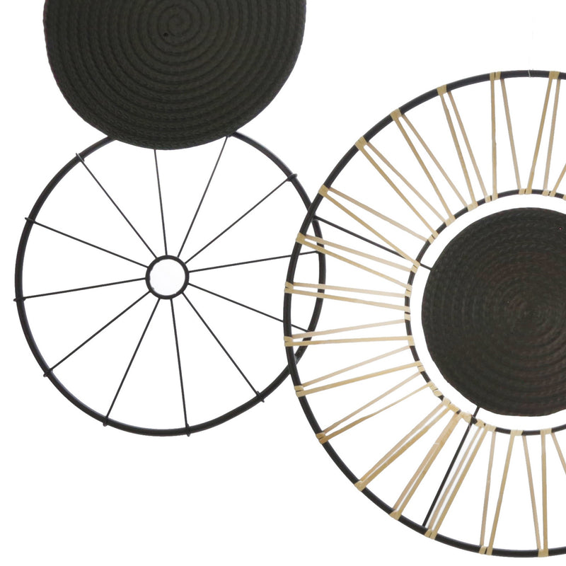 Circular 5 Piece Metal Wall Decor With Wheel And Plate Design Black-zoom-