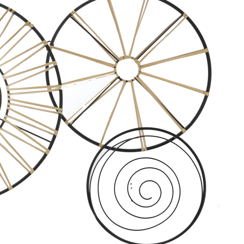 Circular 5 Piece Metal Wall Decor With Wheel And Plate Design Black-zoom-