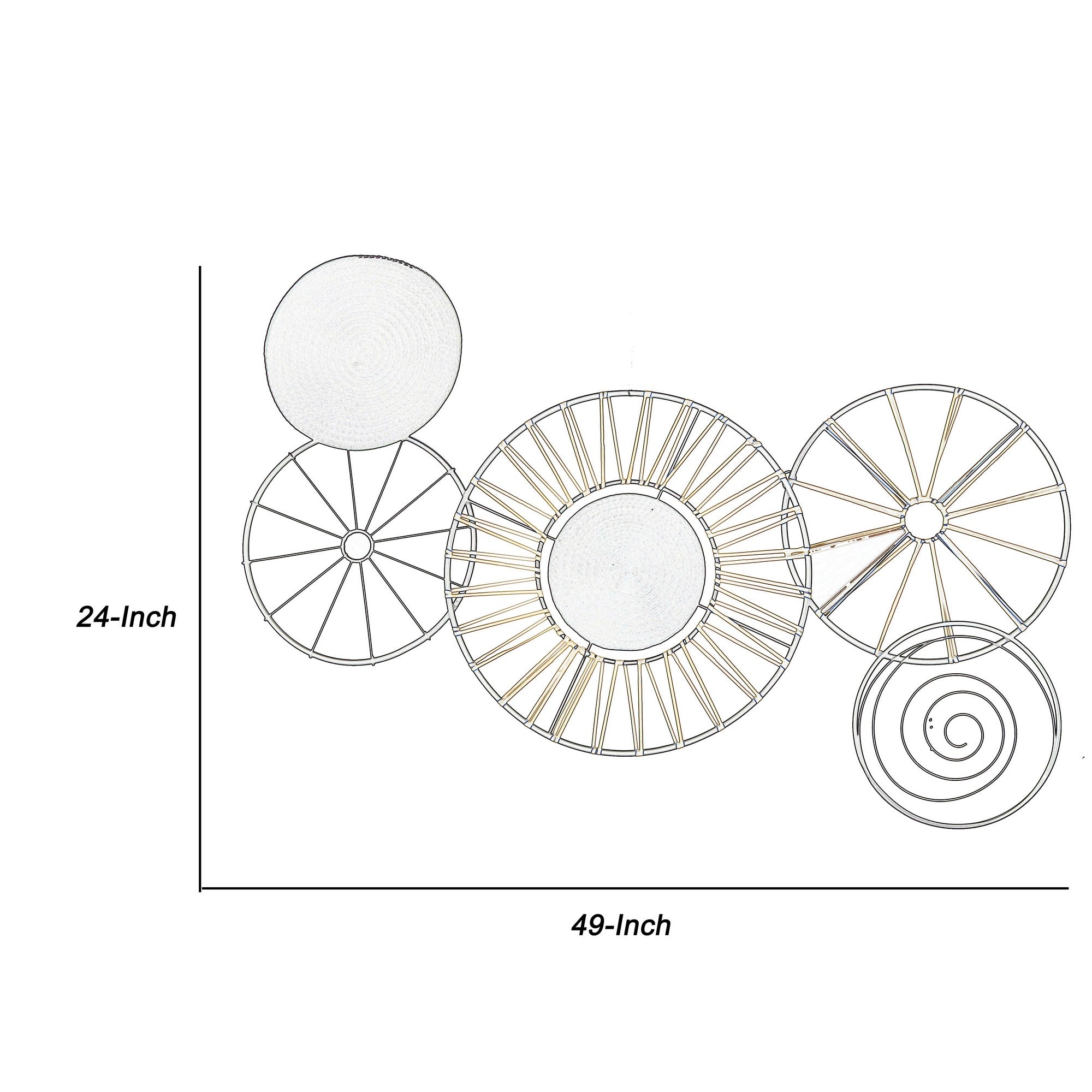 Circular 5 Piece Metal Wall Decor With Wheel And Plate Design Black-zoom-5