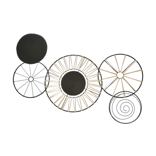 Circular 5 Piece Metal Wall Decor With Wheel And Plate Design Black
