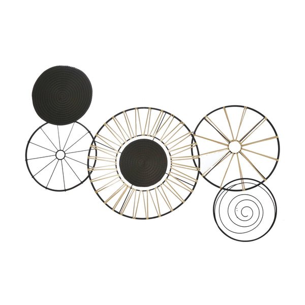 Circular 5 Piece Metal Wall Decor With Wheel And Plate Design Black