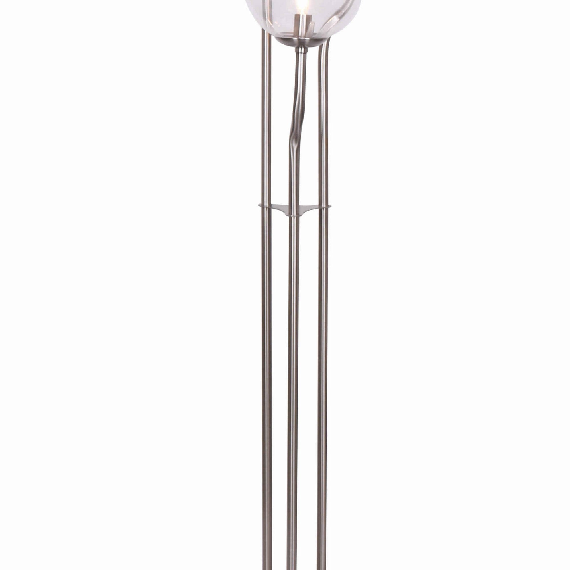 Metal Floor Lamp With 3 Bulb Design Lights And Tier Base Silver-zoom-3