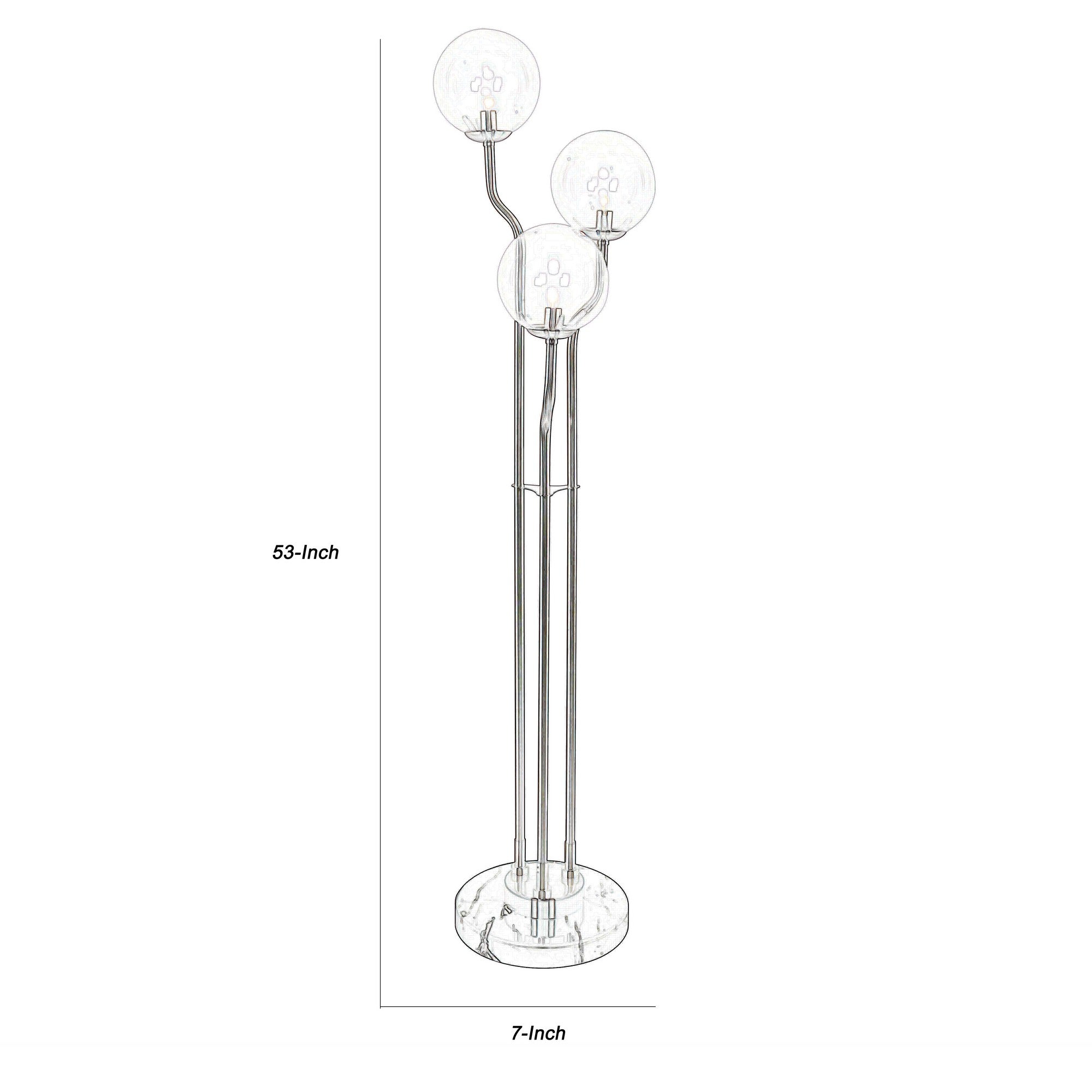 Metal Floor Lamp With 3 Bulb Design Lights And Tier Base Silver-zoom-5