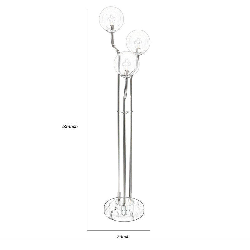 Metal Floor Lamp With 3 Bulb Design Lights And Tier Base Silver-zoom-
