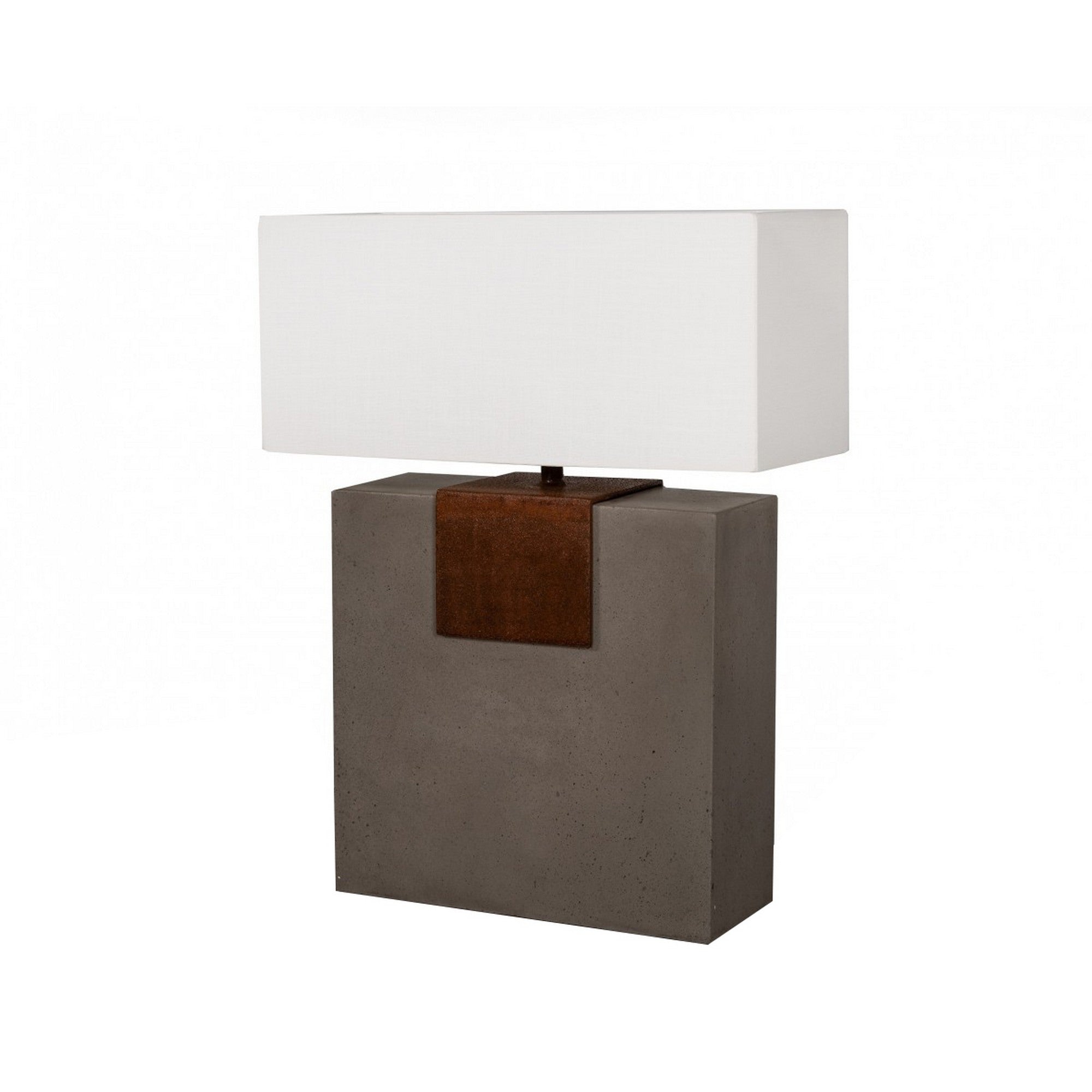 Concrete Rectangular Table Lamp with Metal Accent Gray and White-zoom-1
