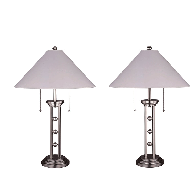 26 Inch Modern Metal Table Lamp 3 Orbs Pull Chain Set of 2 Silver-zoom-
