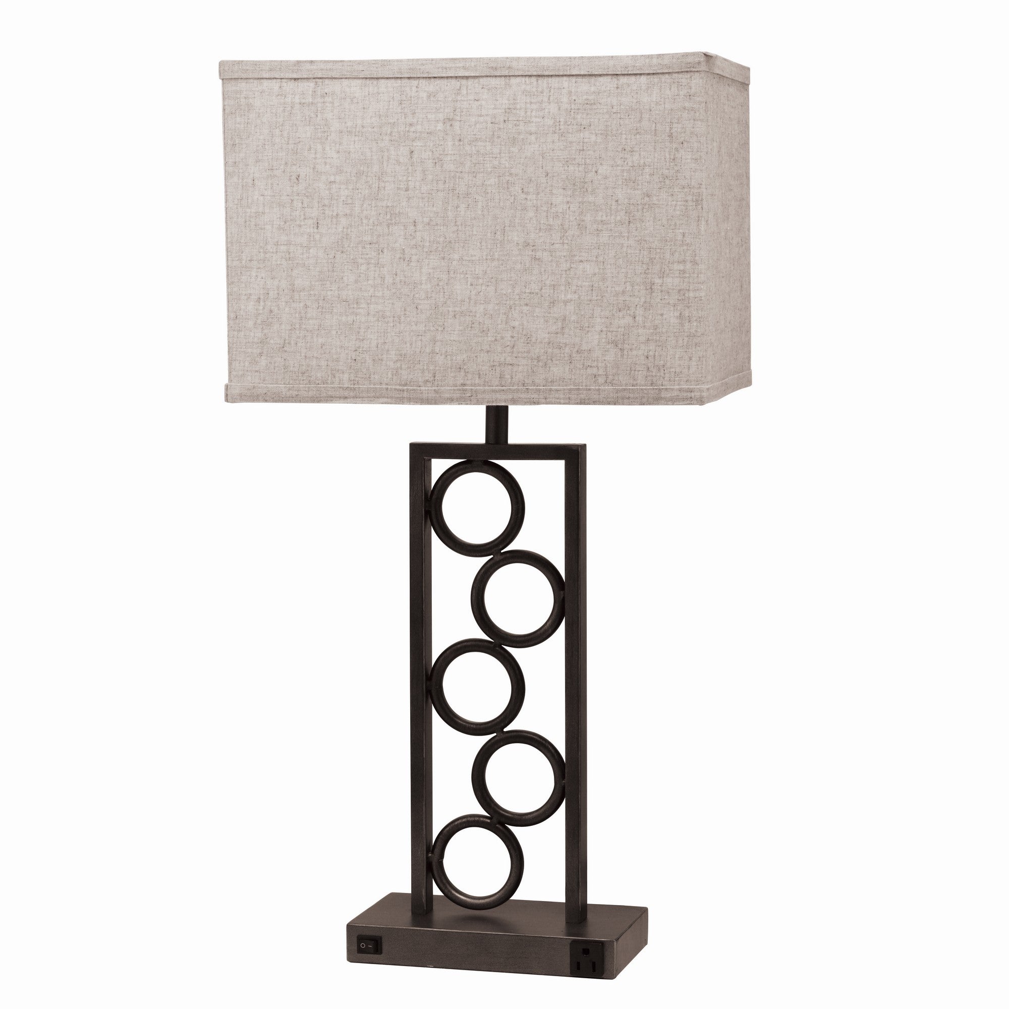 Metal Table Lamp with Stacked Circle Design Set of 2 Brown and Gray-zoom-1
