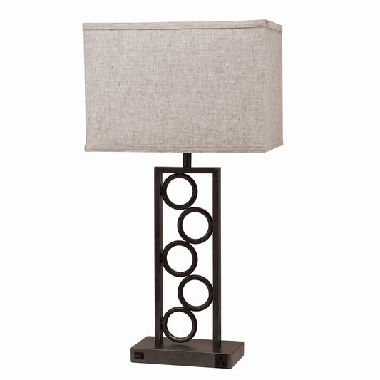 Metal Table Lamp with Stacked Circle Design Set of 2 Brown and Gray