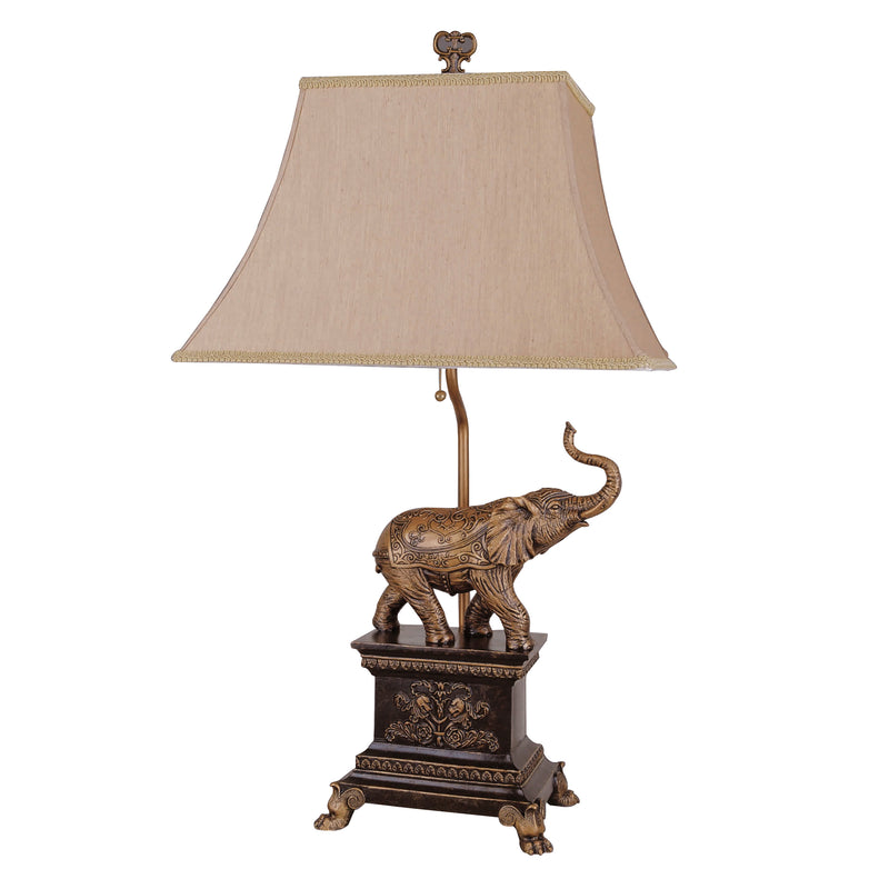 27 Inch Metal Table Lamp Elephant Ornate Motifs Design Set of 4 Gold-zoom-