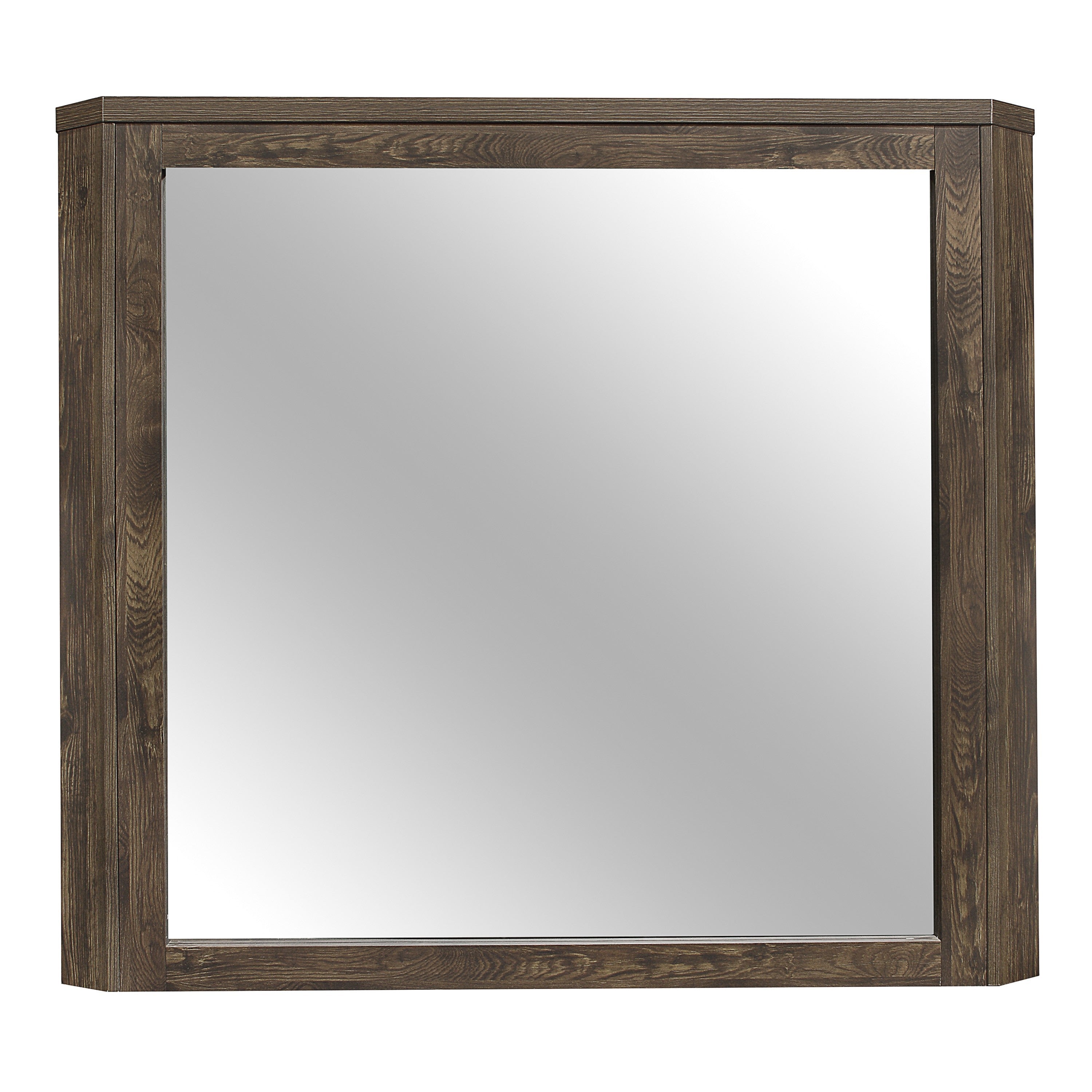 Rectangular Mirror With Wooden Frame And Clipped Corners Rustic Brown-zoom-1