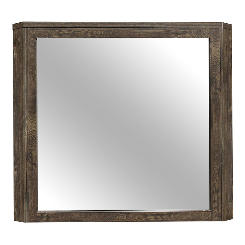 Rectangular Mirror With Wooden Frame And Clipped Corners Rustic Brown-zoom-
