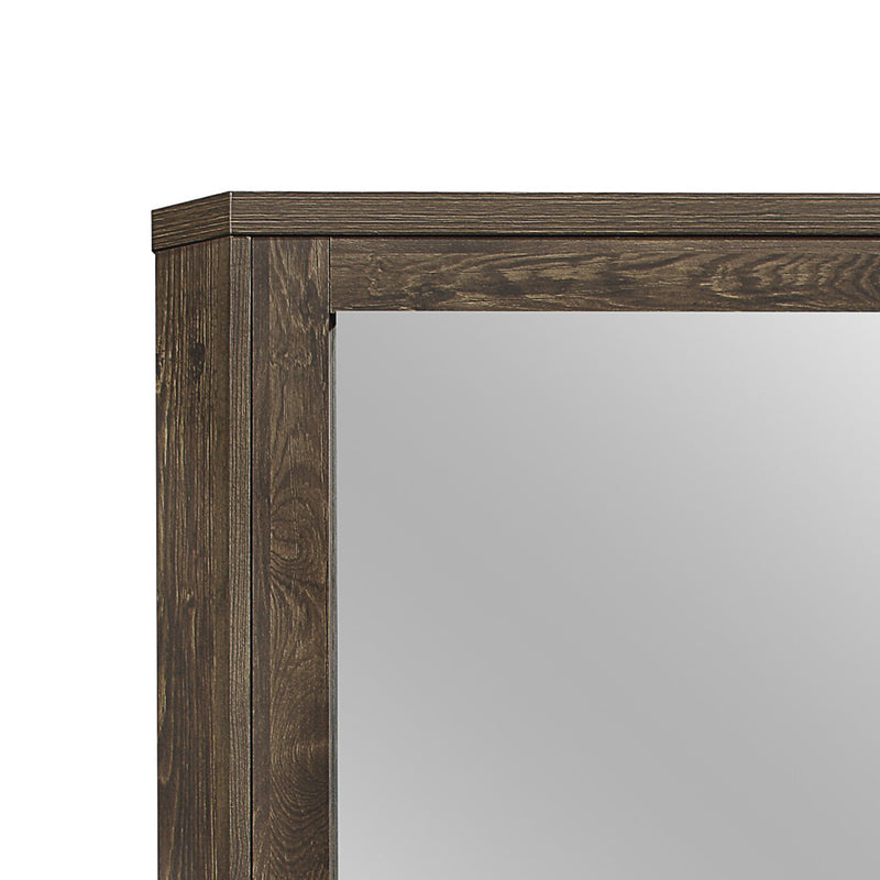 Rectangular Mirror With Wooden Frame And Clipped Corners Rustic Brown-zoom-