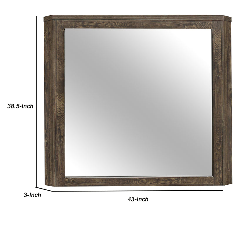 Rectangular Mirror With Wooden Frame And Clipped Corners Rustic Brown-zoom-