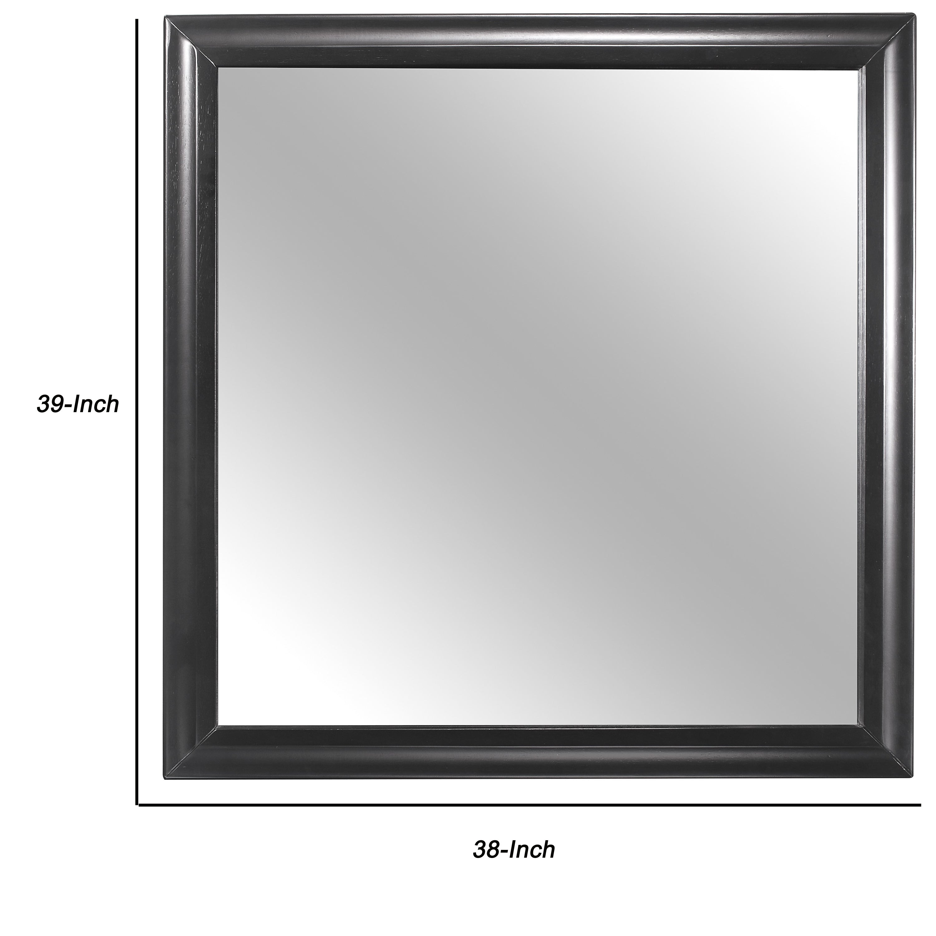 Wooden Frame Rectangular Mirror With Molded Details Espresso-zoom-4