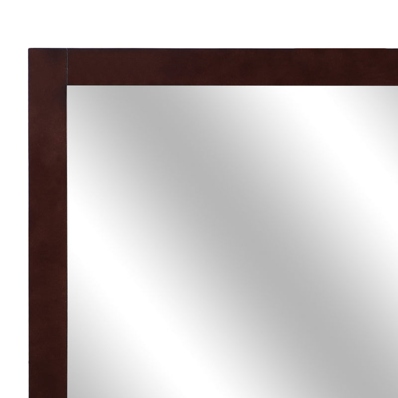 Transitional Style Square Mirror With Wooden Frame Cherry Brown-zoom-