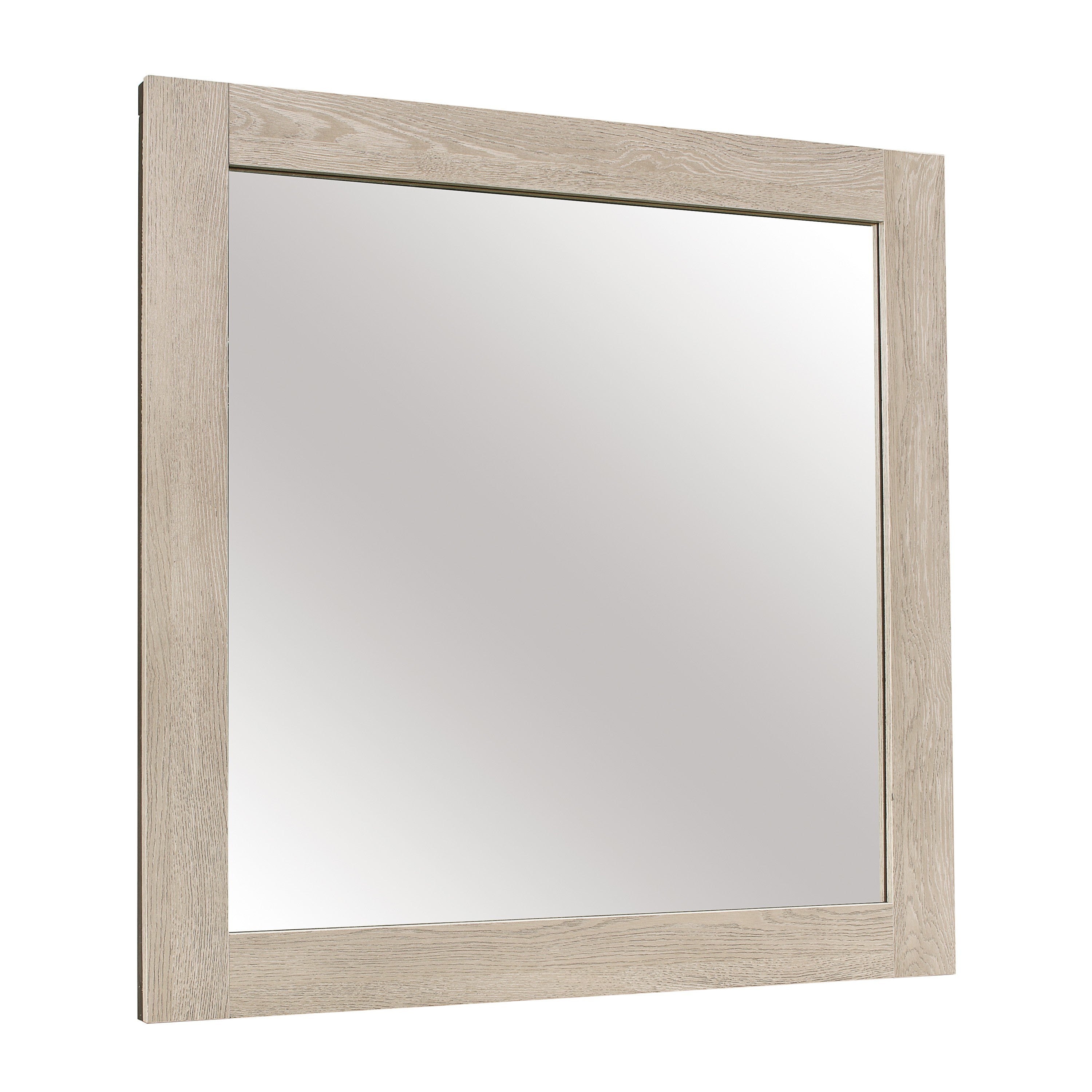 Transitional Style Square Mirror With Wooden Frame Light Brown-zoom-1
