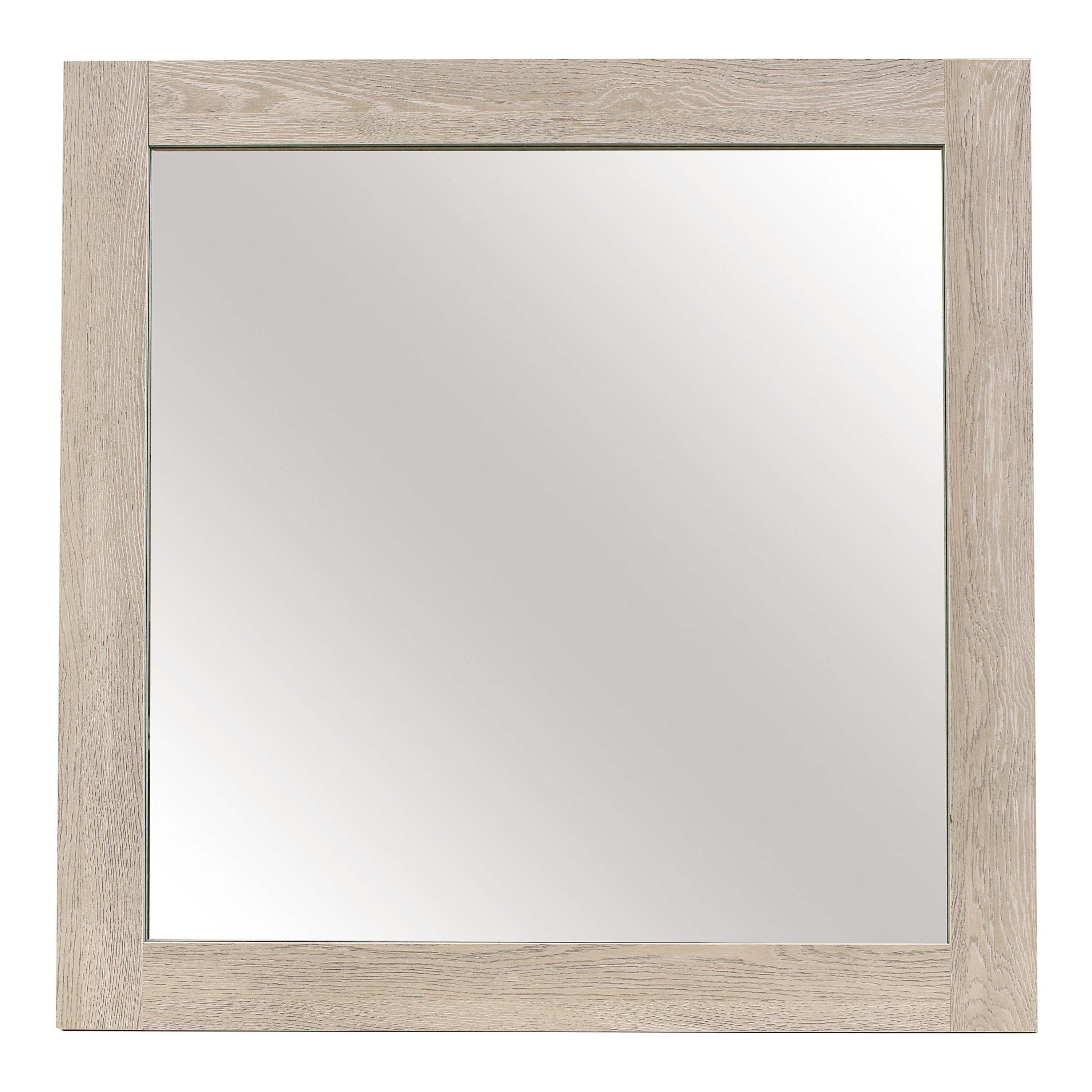 Transitional Style Square Mirror With Wooden Frame Light Brown-zoom-2