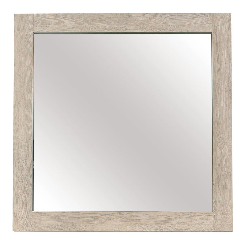 Transitional Style Square Mirror With Wooden Frame Light Brown-zoom-