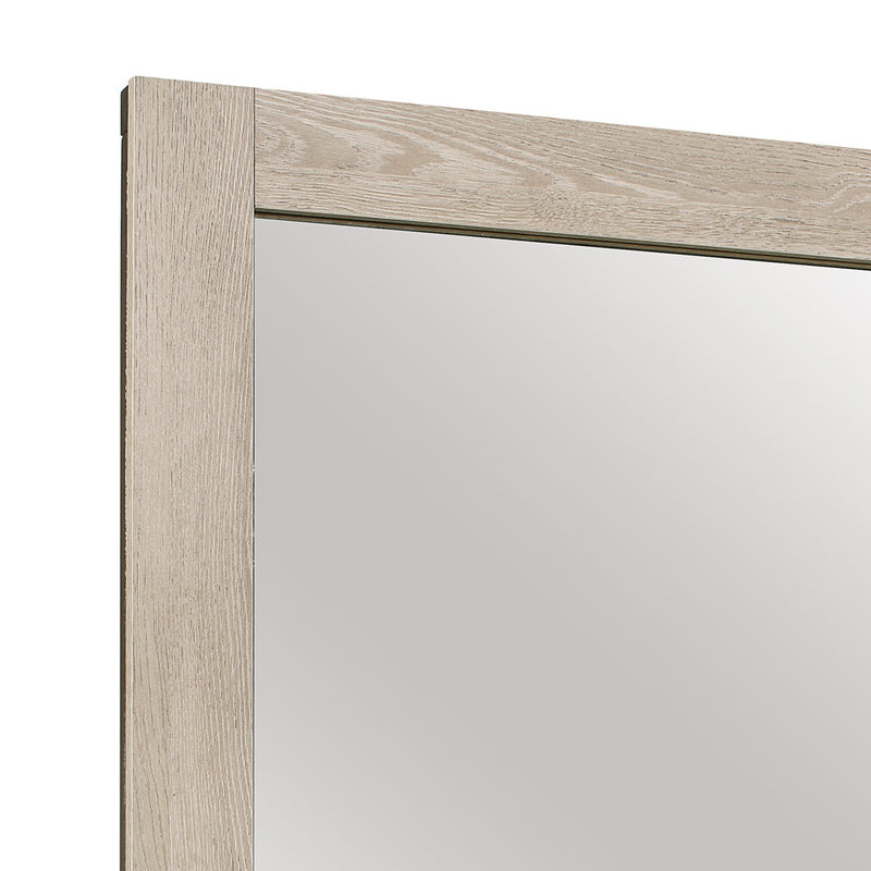 Transitional Style Square Mirror With Wooden Frame Light Brown-zoom-