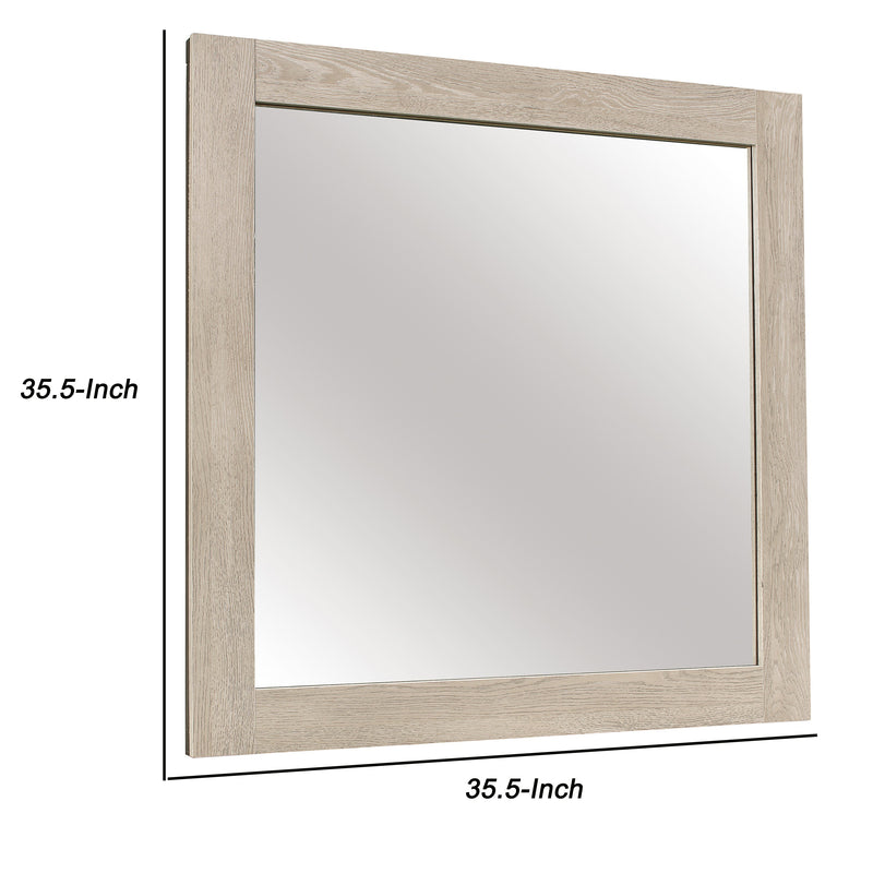 Transitional Style Square Mirror With Wooden Frame Light Brown-zoom-