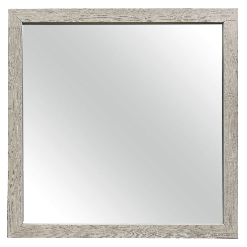 Transitional Style Square Mirror With Wooden Frame Brown-zoom-