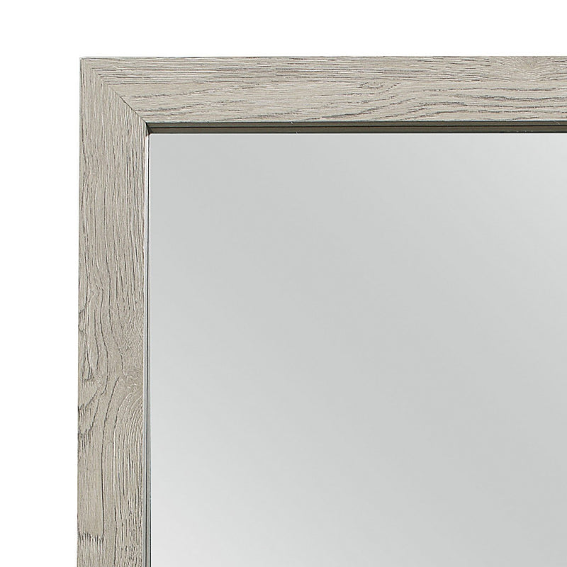 Transitional Style Square Mirror With Wooden Frame Brown-zoom-