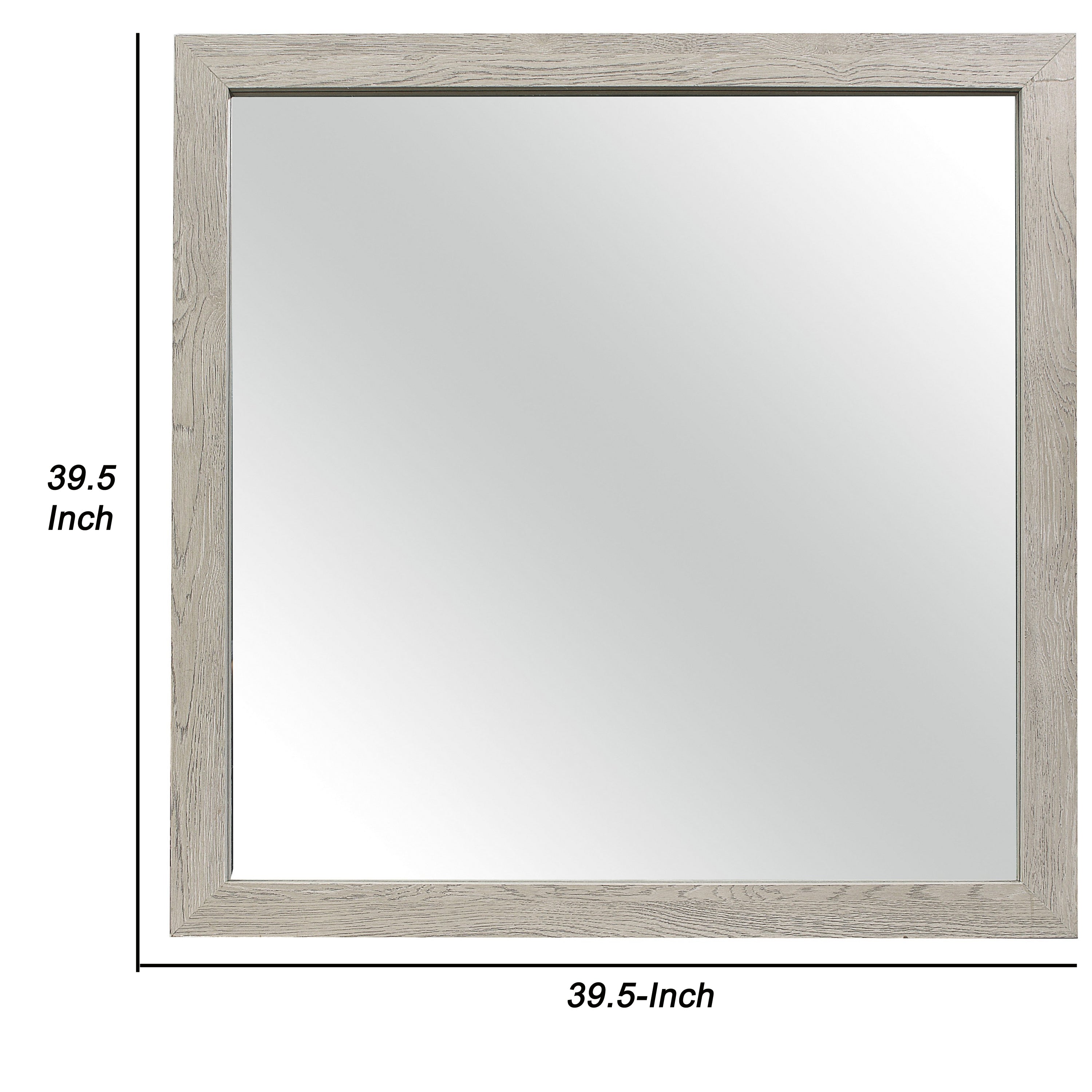 Transitional Style Square Mirror With Wooden Frame Brown-zoom-4
