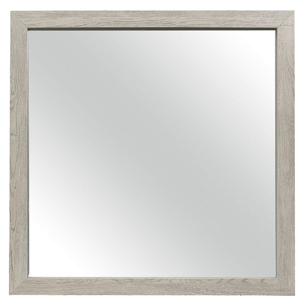 Transitional Style Square Mirror With Wooden Frame Brown