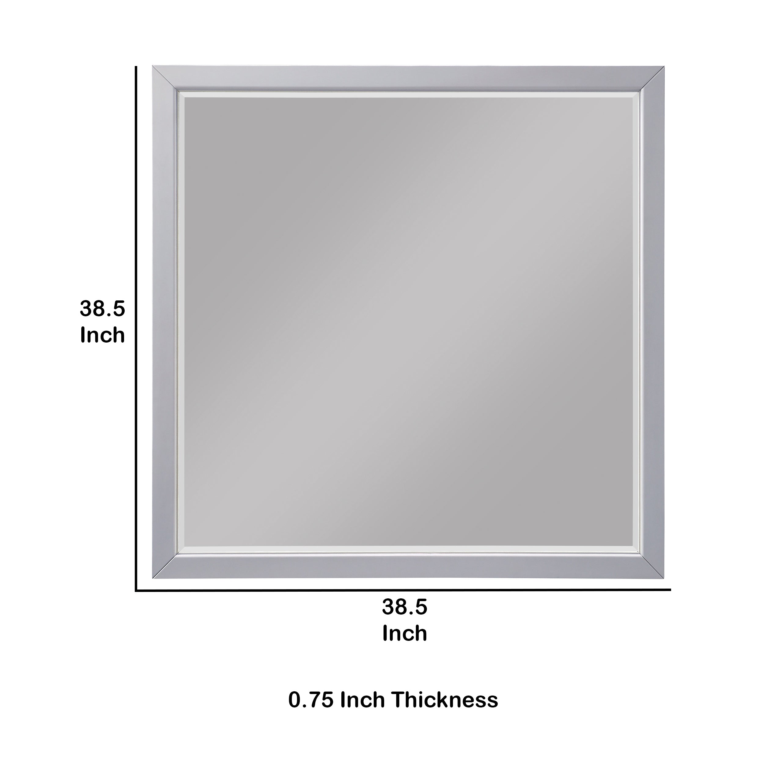 Transitional Style Square Wooden Frame Mirror Gray-zoom-5