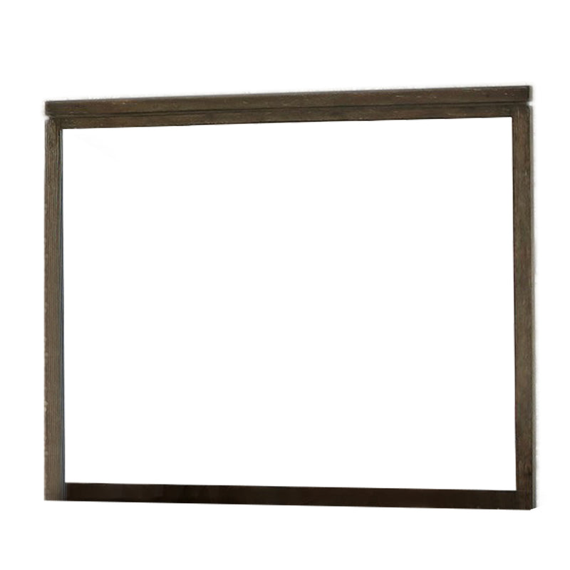 Rough Hewn Saw Textured Wooden Frame Mirror With Trim Top Brown And Silver-zoom-