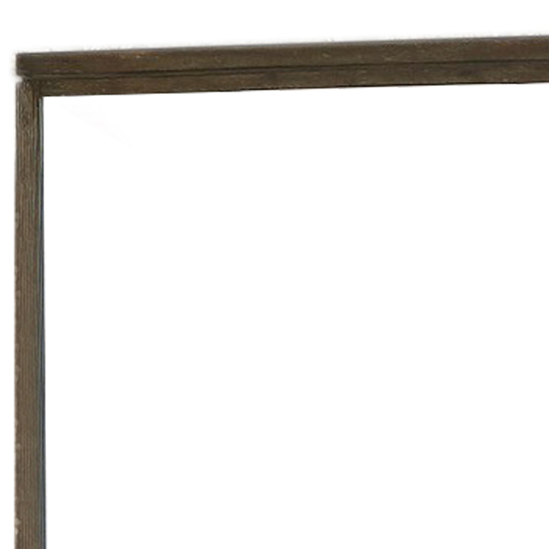 Rough Hewn Saw Textured Wooden Frame Mirror With Trim Top Brown And Silver-zoom-