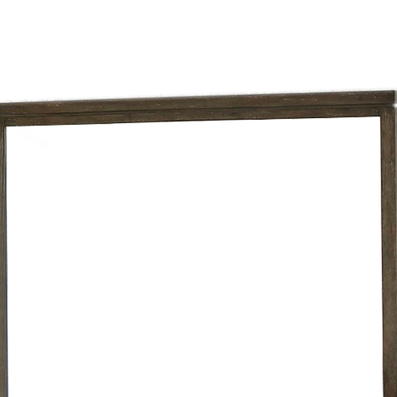 Rough Hewn Saw Textured Wooden Frame Mirror With Trim Top Brown And Silver-zoom-