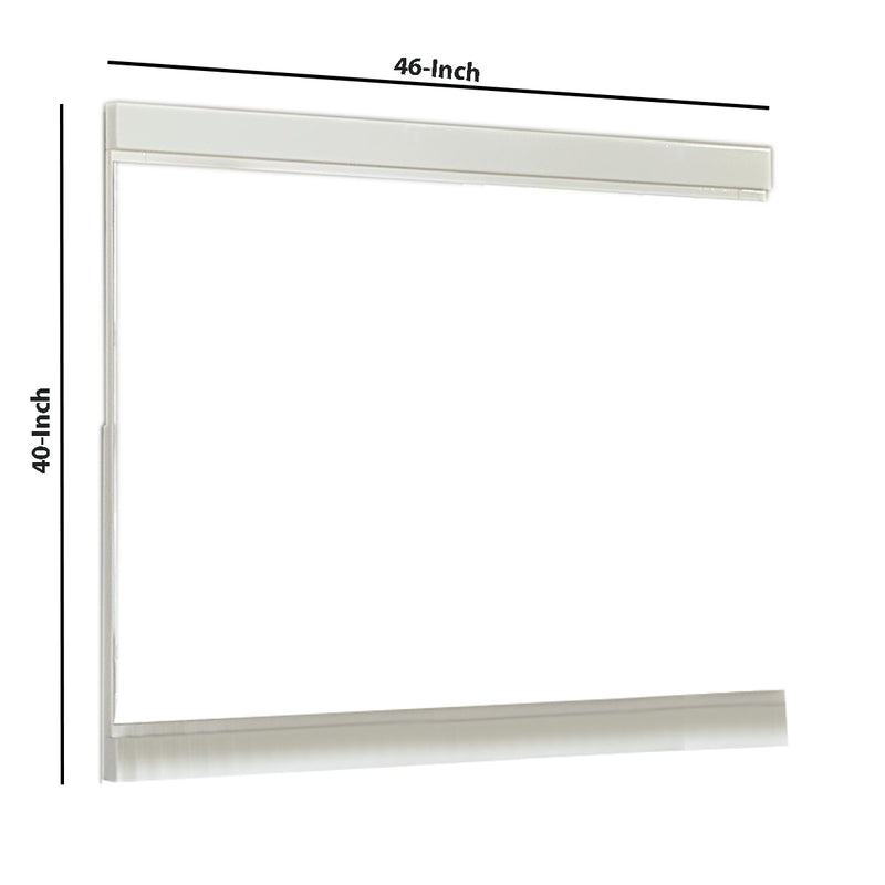 Trim Top And Bottom Wooden Frame Mirror With Mounting Hardware White-zoom-
