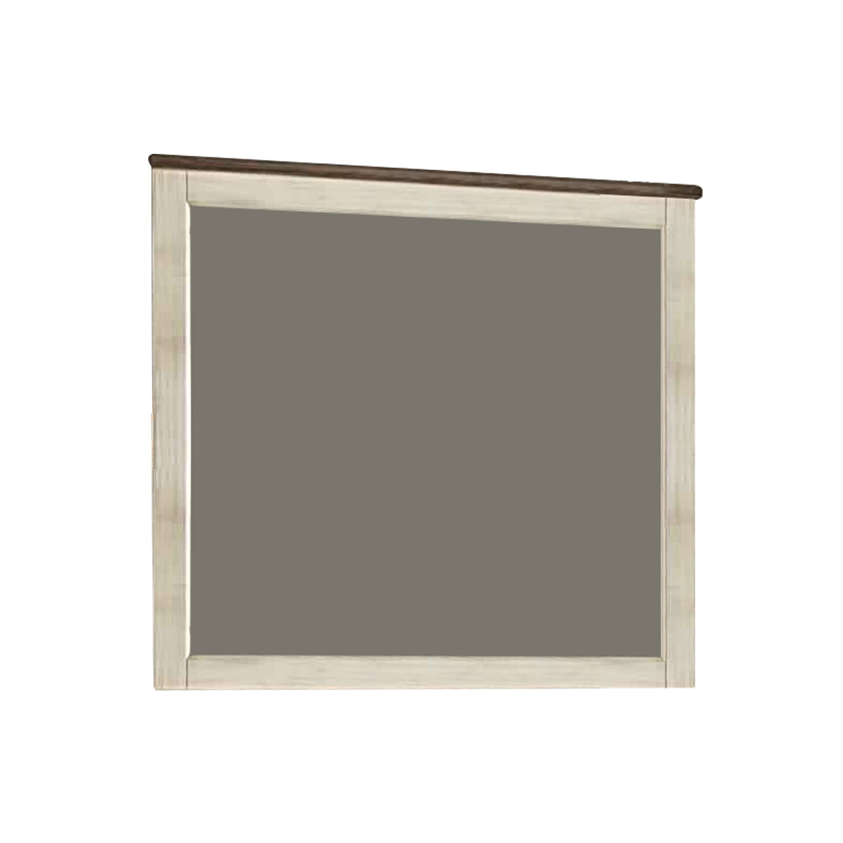Rectangular Wood Frame Mirror With Textured Detail Antique White And Brown-zoom-1