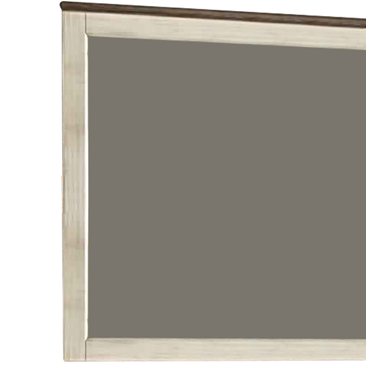 Rectangular Wood Frame Mirror With Textured Detail Antique White And Brown-zoom-2