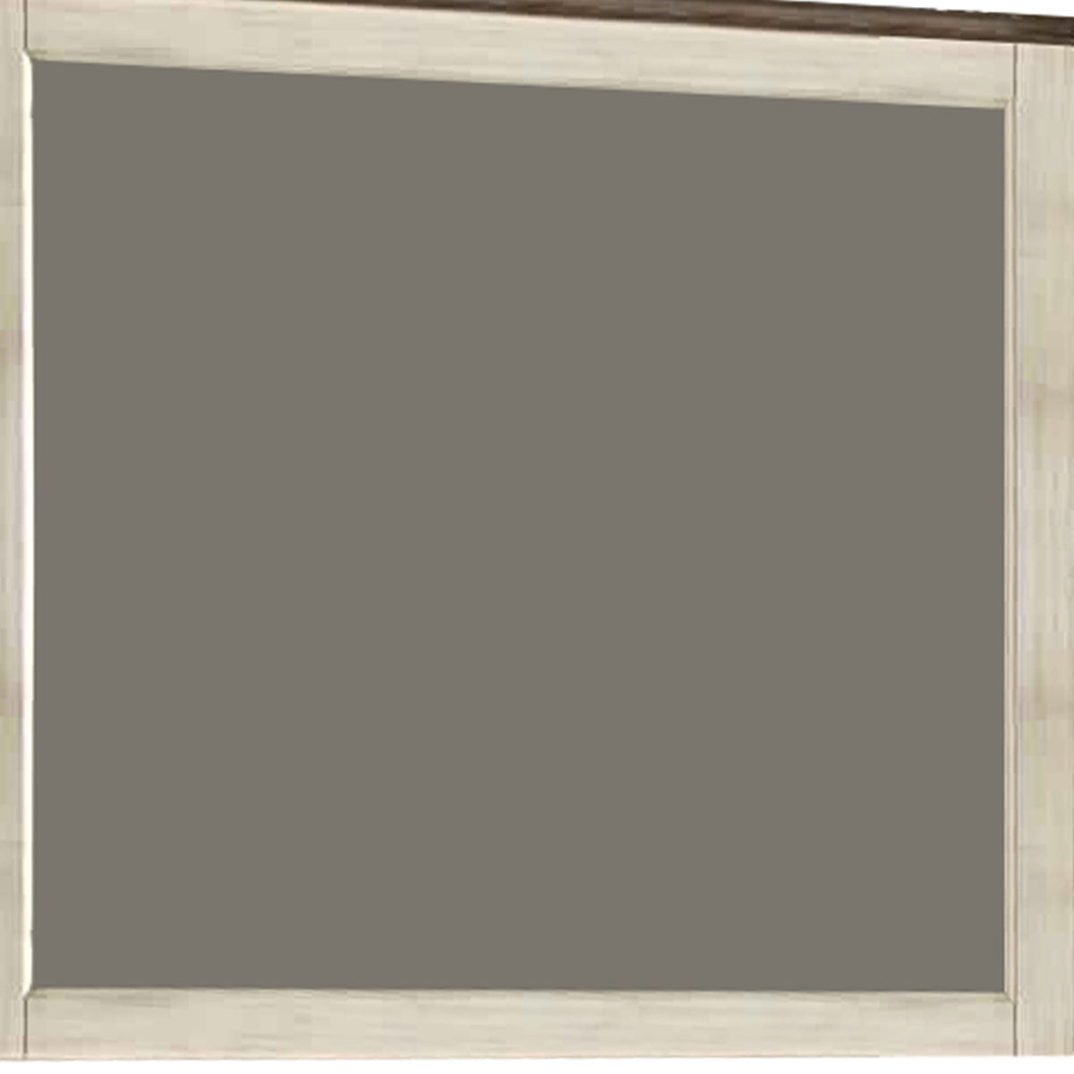 Rectangular Wood Frame Mirror With Textured Detail Antique White And Brown-zoom-3