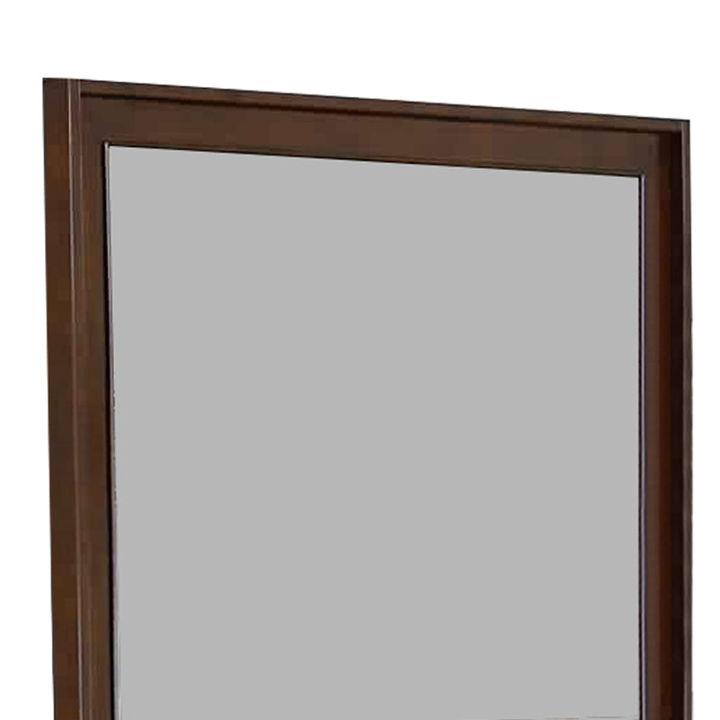 Rectangular Wooden Frame Mirror With Raised Edges Brown-zoom-