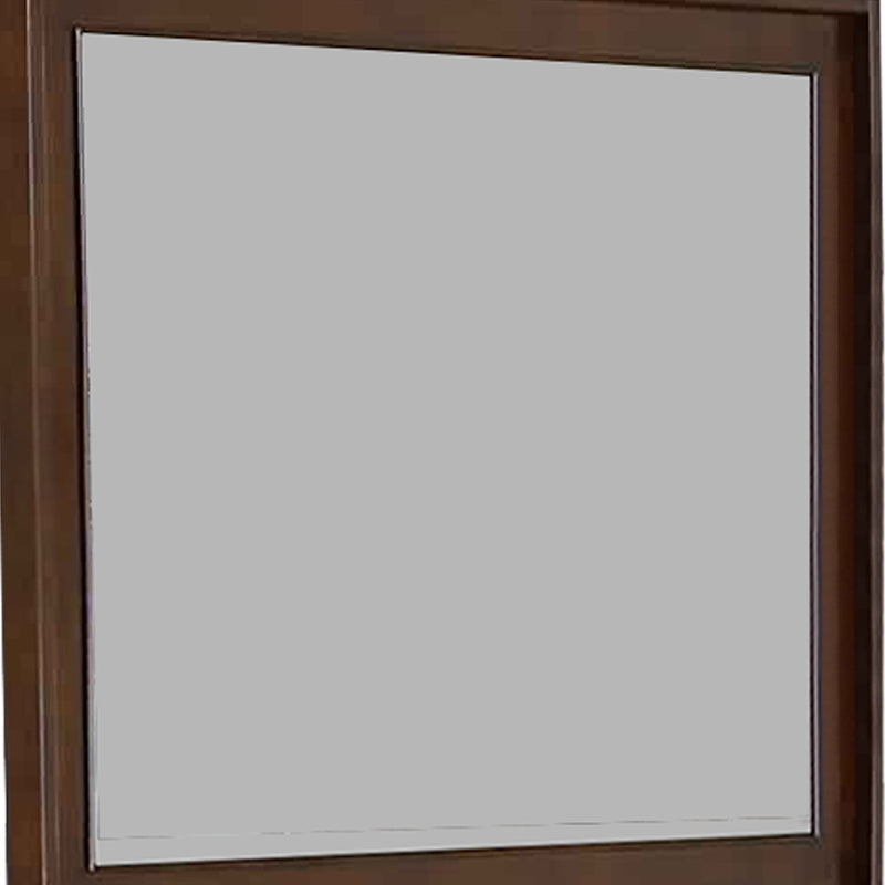 Rectangular Wooden Frame Mirror With Raised Edges Brown-zoom-