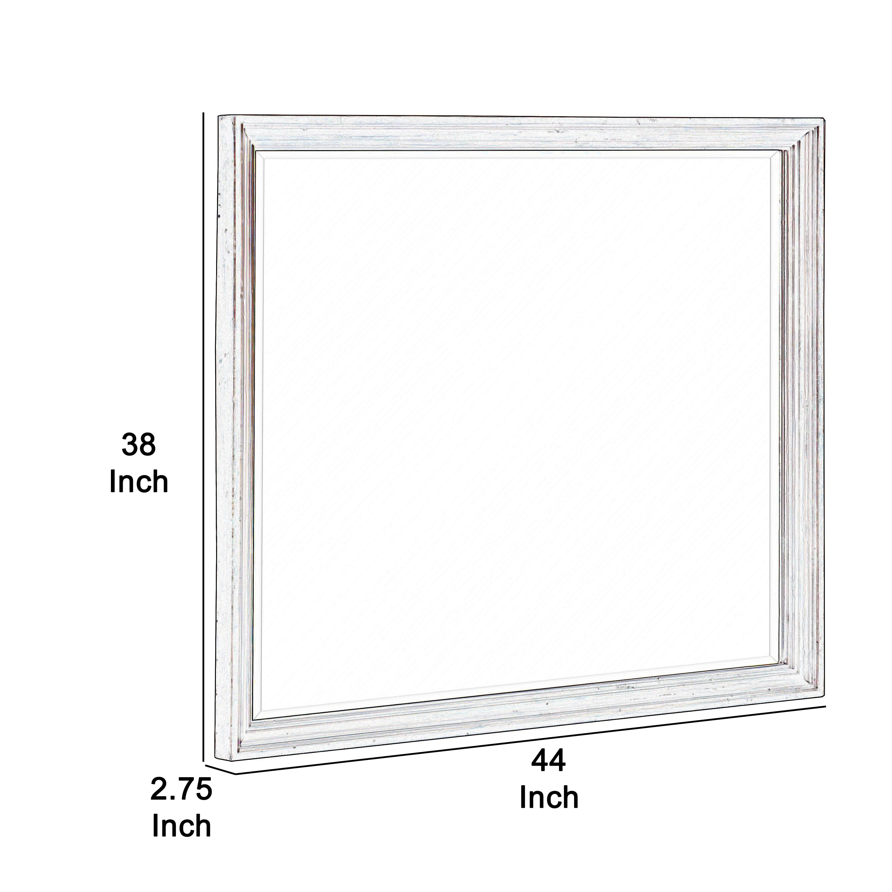 Wooden Square Mirror With Molded Details And Bevelled Edges Brown-zoom-4