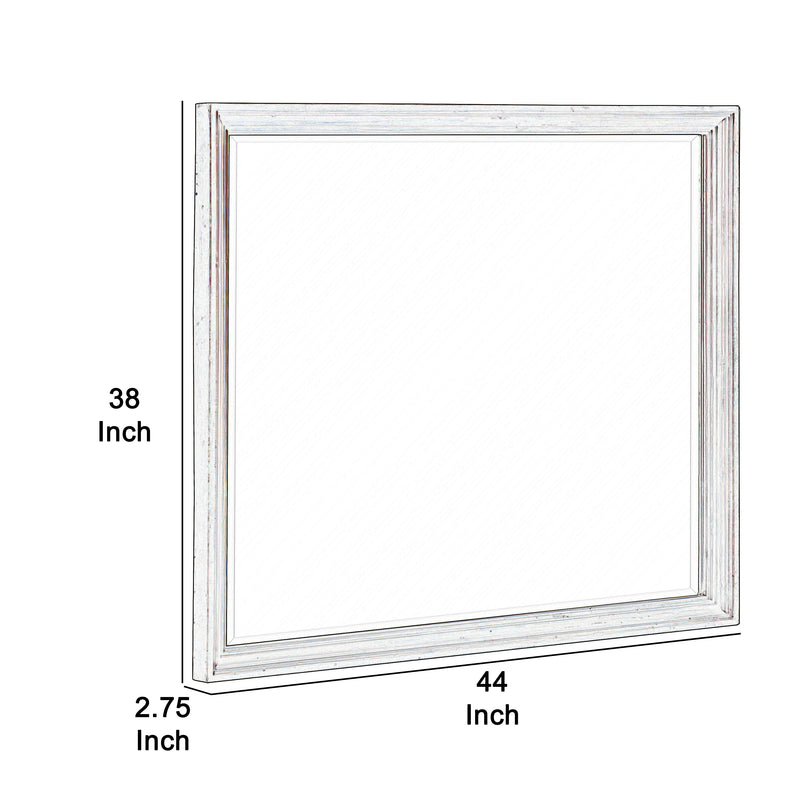 Wooden Square Mirror With Molded Details And Bevelled Edges Brown-zoom-