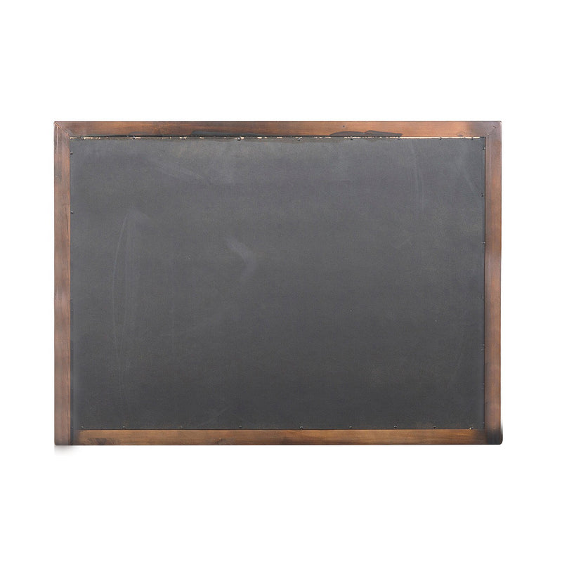 38 Inch Wooden Landscape Mirror Molded Details Dual Texture Brown-zoom-
