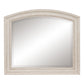 Wooden Bevelled Mirror With Raised Edges And Curved Top Antique White