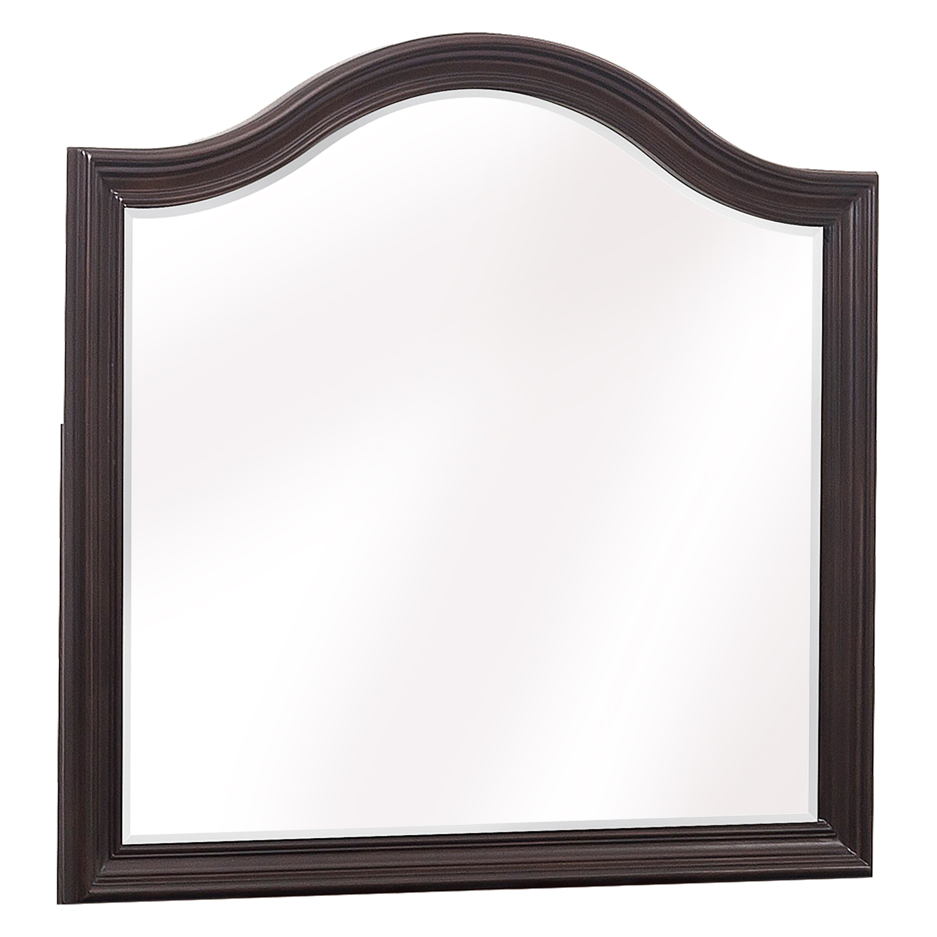 Wooden Mirror With Molded Details And Raised Edges Brown