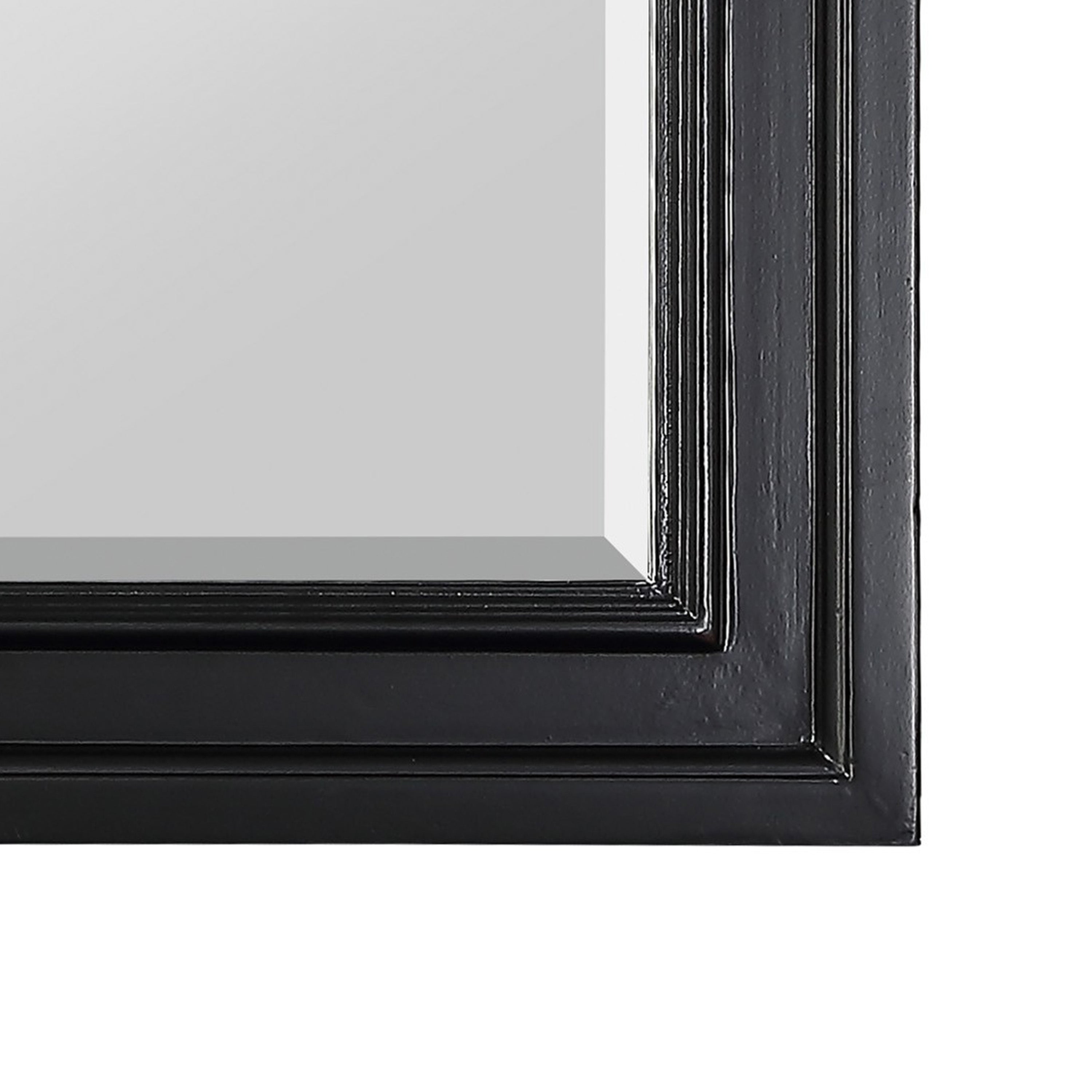 Wooden Mirror With Raised Edges And Curved Top Black-zoom-3