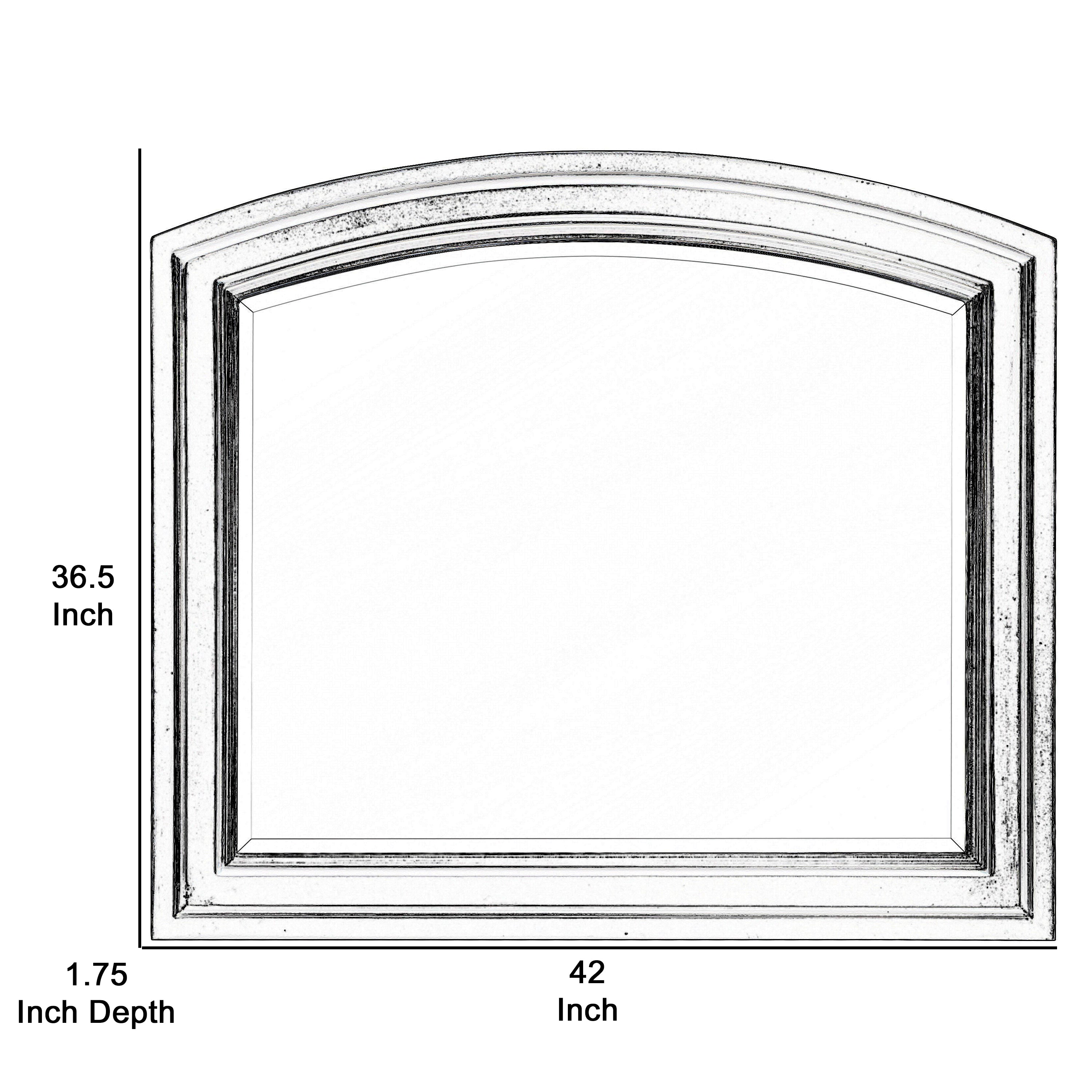 Wooden Mirror With Raised Edges And Curved Top Black-zoom-5